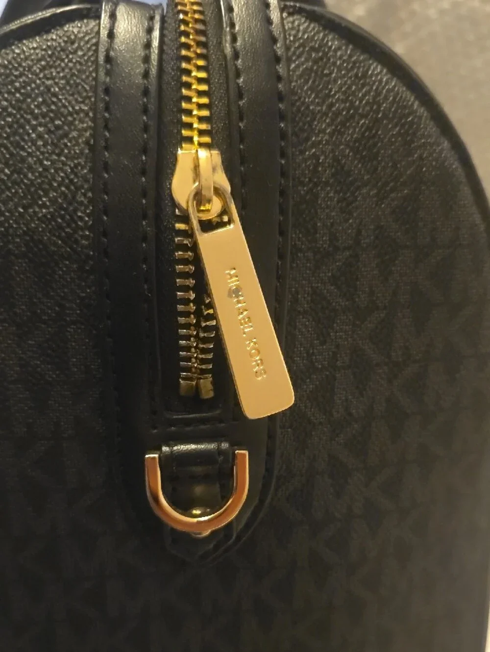 Michael Kors Black and Gold Logo Satchel
